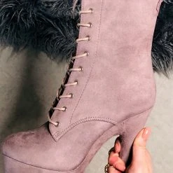 Hella Heels BabyDoll 7inch Boots - Lilac Mink