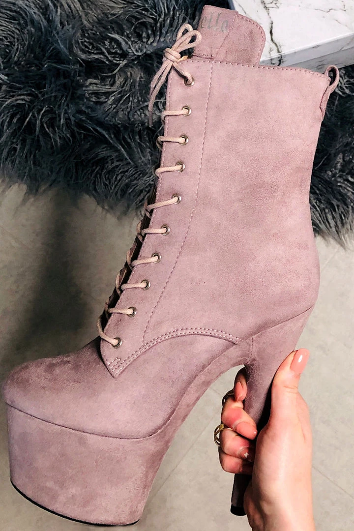 Hella Heels BabyDoll 7inch Boots - Lilac Mink 2 Hella Heels BabyDoll 7inch Boots - Lilac Mink