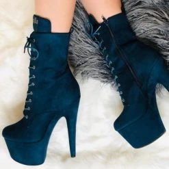 Hella Heels BabyDoll 7inch Boots - Teal 9 Hella Heels BabyDoll 7inch Boots - Teal