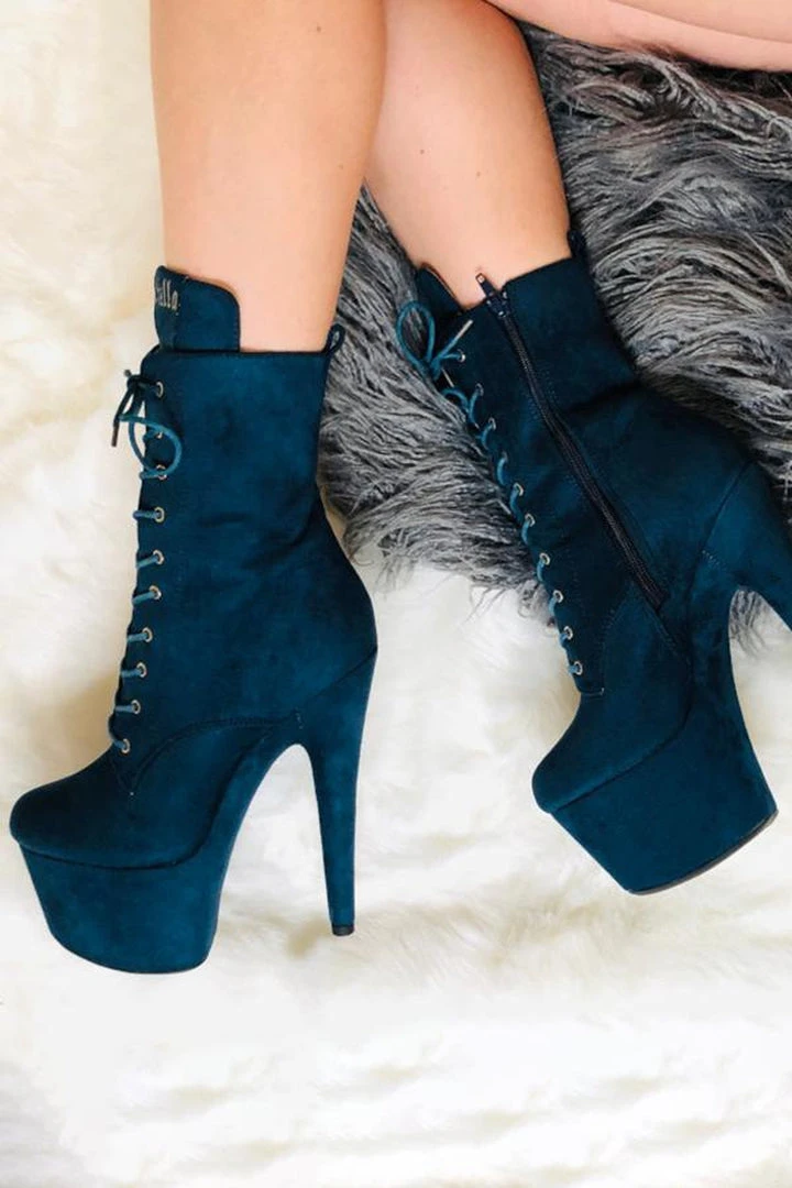 Hella Heels BabyDoll 7inch Boots - Teal 3 Hella Heels BabyDoll 7inch Boots - Teal