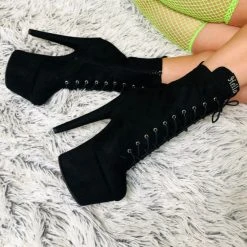 Hella Heels BabyDoll 7inch Boots - Black Back In Stock