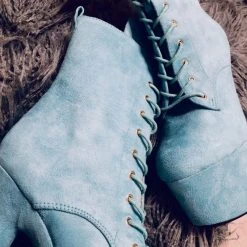 Hella Heels BabyDoll 7inch Boots - Baby Blue Shoes