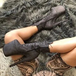 Shoes Hella Heels BabyDoll 8inch Boots - Dark Grey