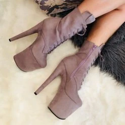 Hella Heels BabyDoll 8inch Boots - Lilac Mink 15 Hella Heels BabyDoll 8inch Boots - Lilac Mink
