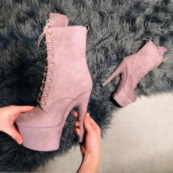 Hella Heels BabyDoll 7inch Boots - Lilac Mink 7 Hella Heels BabyDoll 7inch Boots - Lilac Mink