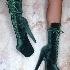 Hella Heels BabyDoll Velvet 8inch Boots - NY Gangster Shoes 6 Hella Heels BabyDoll Velvet 8inch Boots - NY Gangster Shoes