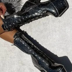 Hella Heels The Glitterati 7inch Boots - Sin City Back In Stock