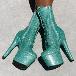 Hella Heels The Glitterati 7inch Boots - Baby Blues Shoes