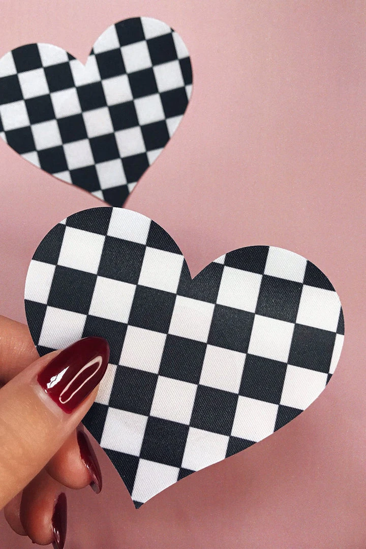 Naughty Thoughts Heart Pasties (5 Pairs) - Checkered 1 Naughty Thoughts Heart Pasties (5 Pairs) - Checkered