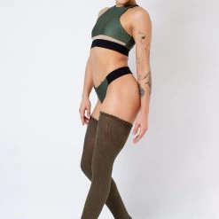 Accessories Rolling Cotton Original Thigh High Leg Warmers With Stirrups - Dark Green (2 Sizes)