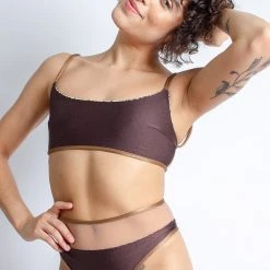 All Pole Wear Rolling Vento Reversible Selva Top - Beige Leopard/Chocolate