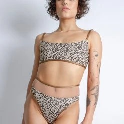 All Pole Wear Rolling Vento Reversible Selva Top - Beige Leopard/Chocolate