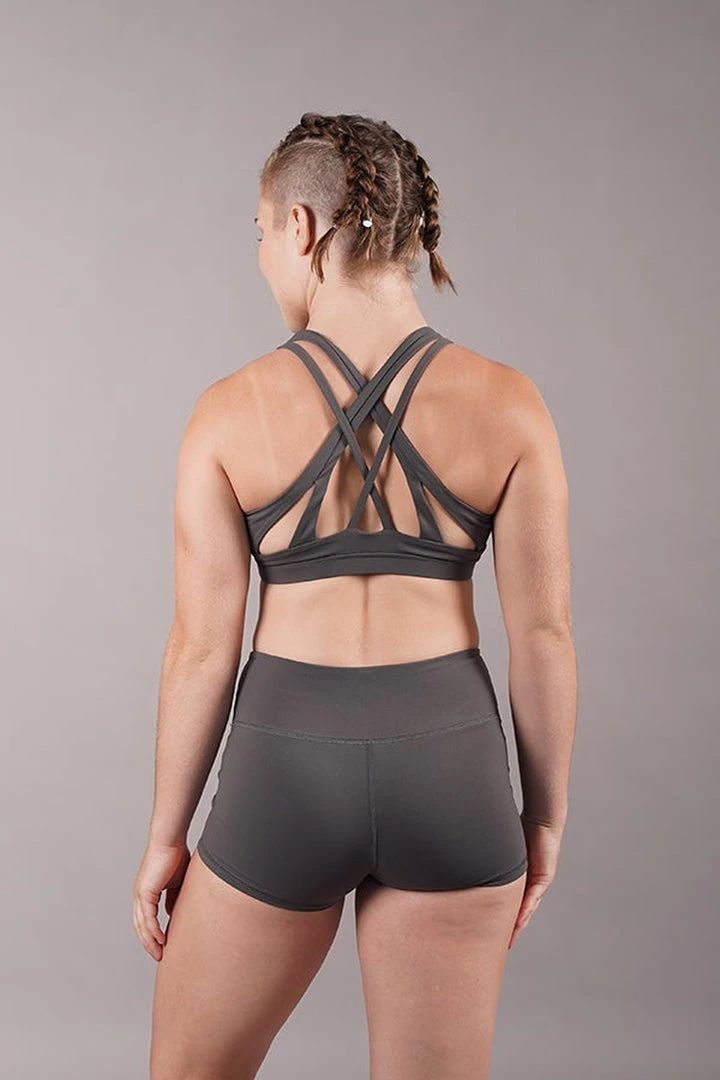 Off The Pole Criss Cross Sports Bra - Charcoal All Pole Wear 3 Off The Pole Criss Cross Sports Bra - Charcoal All Pole Wear