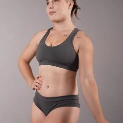 Off The Pole Criss Cross Sports Bra - Charcoal All Pole Wear