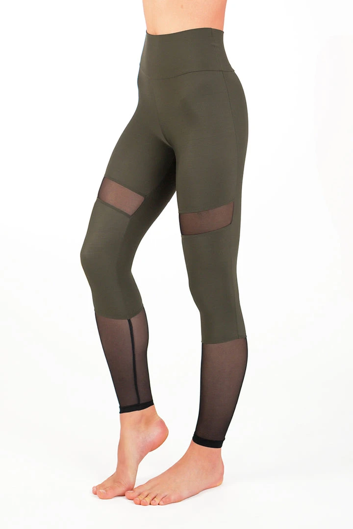 Dragonfly Barbara Leggings - Khaki Mesh 1 Dragonfly Barbara Leggings - Khaki Mesh