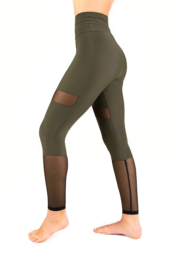 Dragonfly Barbara Leggings - Khaki Mesh 2 Dragonfly Barbara Leggings - Khaki Mesh