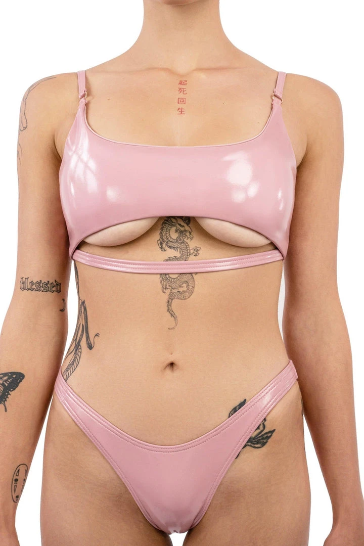 All Pole Wear Naughty Thoughts Sinner Vinyl Underboob Top - Pink 1 All Pole Wear Naughty Thoughts Sinner Vinyl Underboob Top - Pink