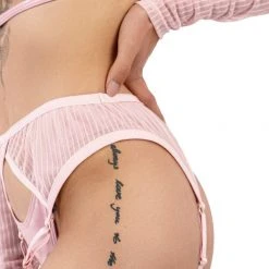 Plus Size Pole Wear Naughty Thoughts XXX Rated See Through Garter Belt - Pink