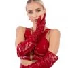 Naughty Thoughts Sinner Vinyl Opera Gloves - Red
