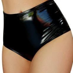 Cleo The Hurricane Heroine Liquid High Waisted Shorts - Black
