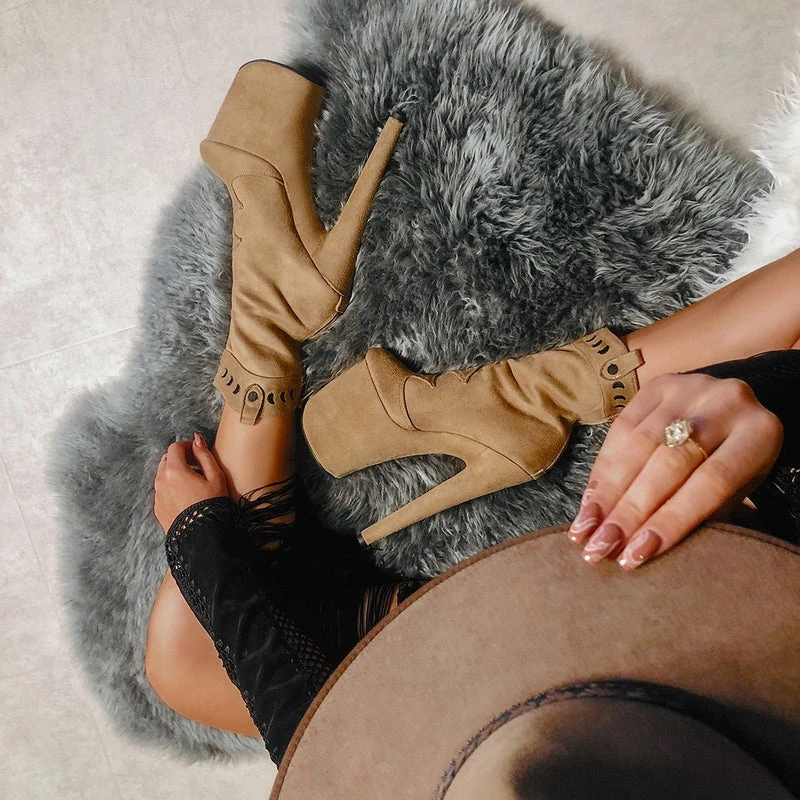 Hella Heels Ride 'em 8inch Boots - Desert 7 Hella Heels Ride 'em 8inch Boots - Desert