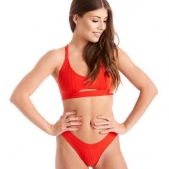 Bandurska Diane Bottoms- Ribbed Red All Pole Wear