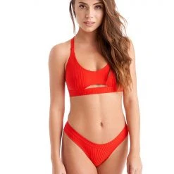 Bandurska Diane Bottoms- Ribbed Red All Pole Wear