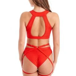 Bandurska New Moon Suspender Accessory - Ribbed Red Accessories