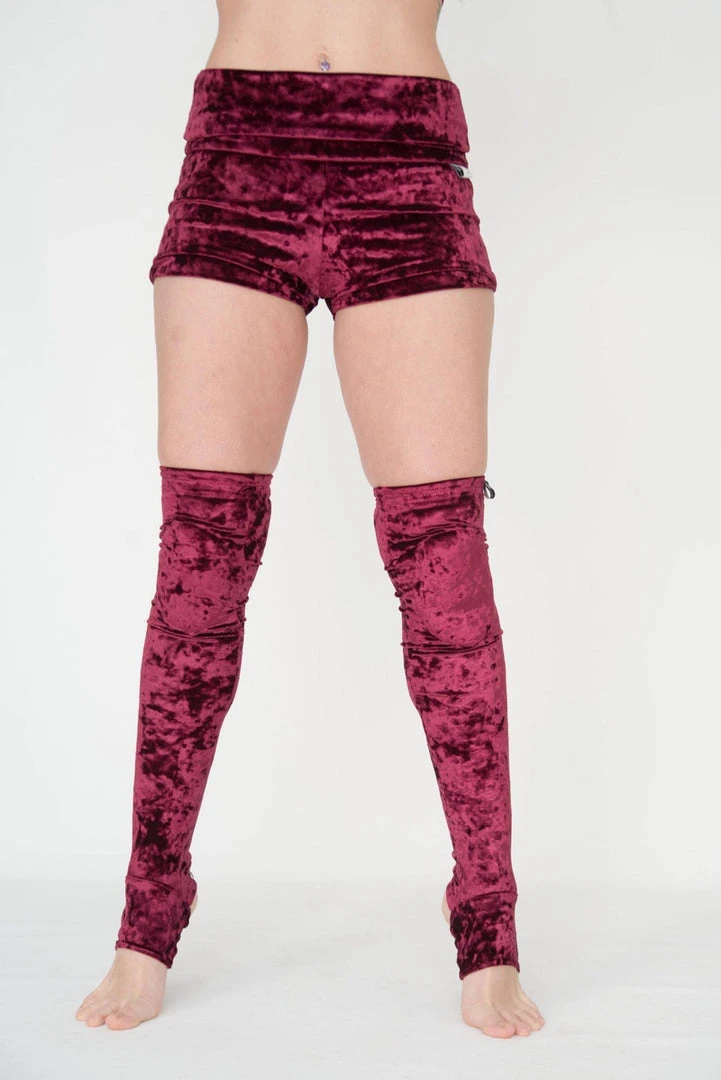 Paradise Chick Animal Leg Warmers (with Kneepads) - Burgundy Velvet Accessories 2 Paradise Chick Animal Leg Warmers (with Kneepads) - Burgundy Velvet Accessories