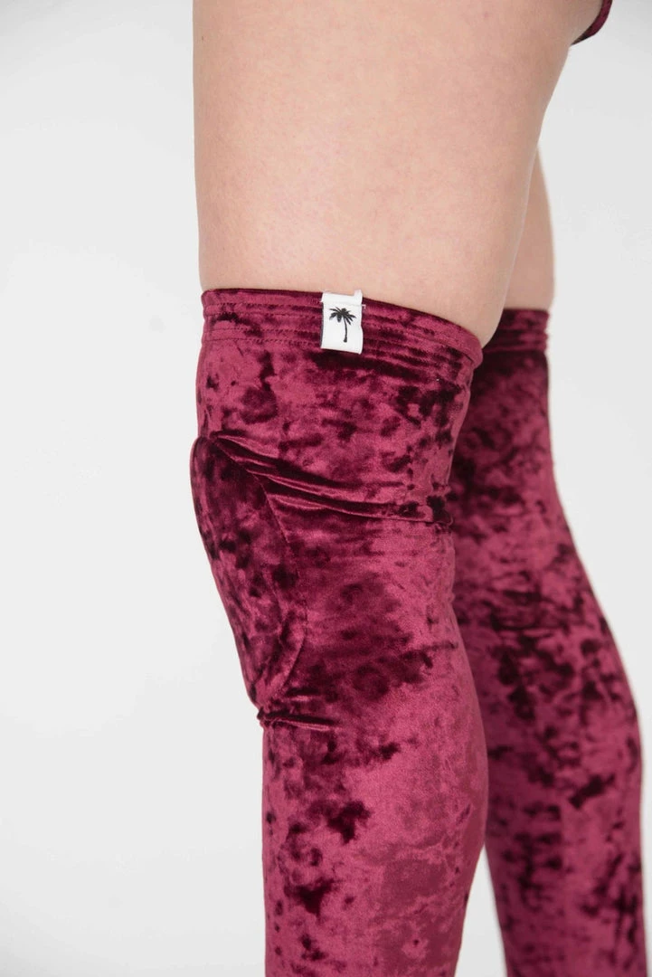 Paradise Chick Animal Leg Warmers (with Kneepads) - Burgundy Velvet Accessories 3 Paradise Chick Animal Leg Warmers (with Kneepads) - Burgundy Velvet Accessories
