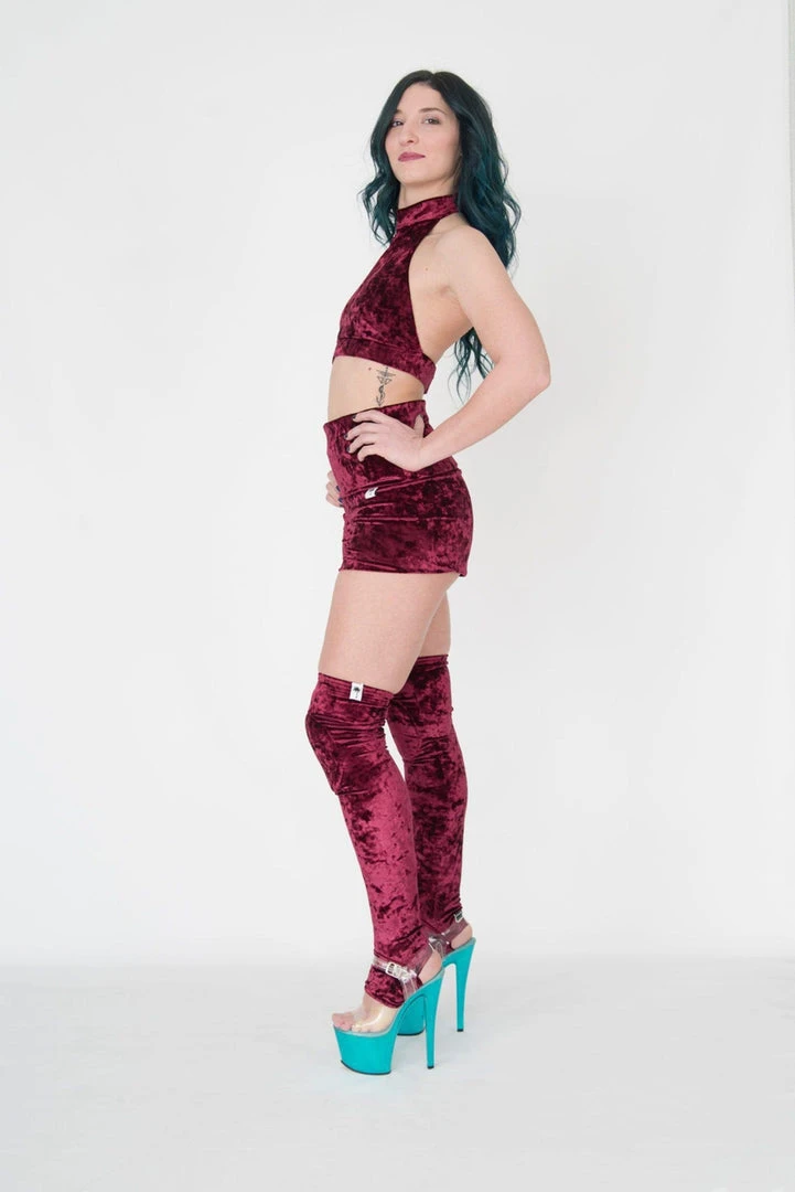 Paradise Chick Animal Leg Warmers (with Kneepads) - Burgundy Velvet Accessories 1 Paradise Chick Animal Leg Warmers (with Kneepads) - Burgundy Velvet Accessories