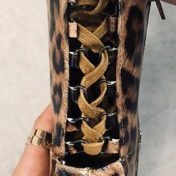 Hella Heels EmpireKicks Corset 8inch Boots - Leopard