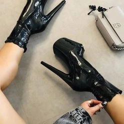 Hella Heels EmpireKicks Corset 8inch Boots - Black Shoes