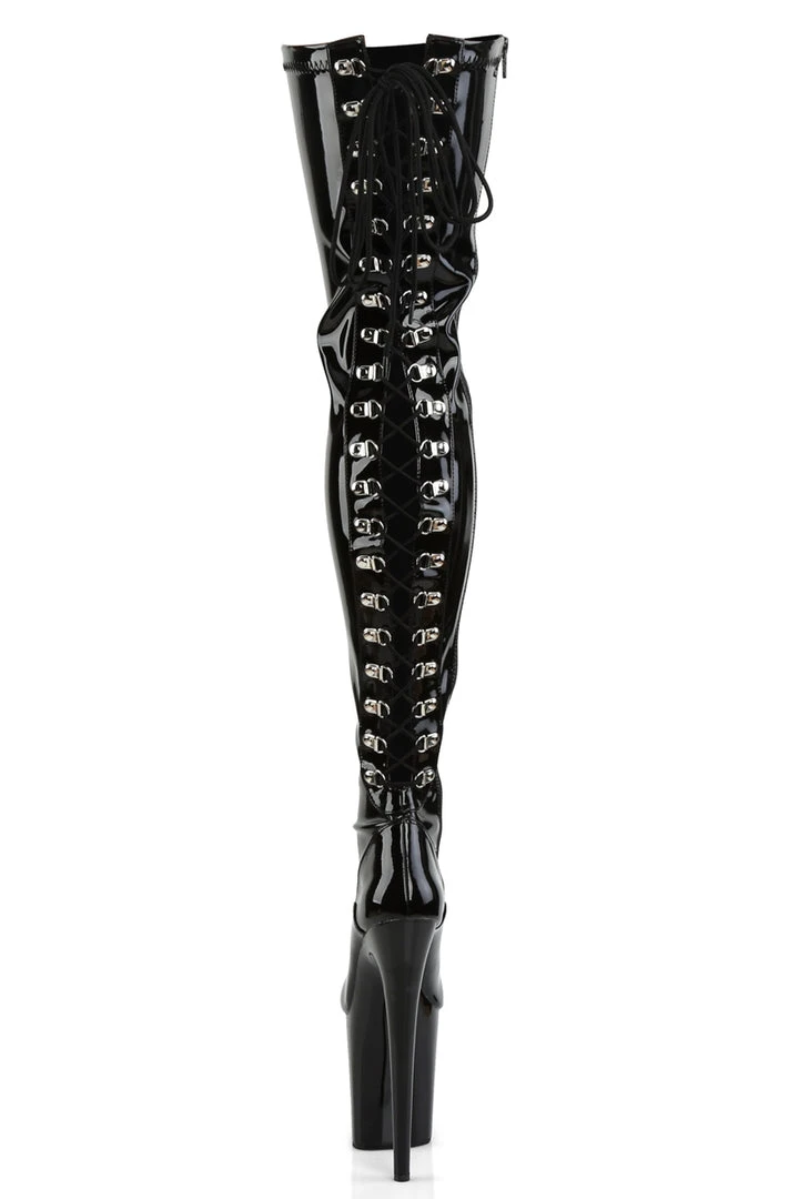 Pleaser USA Flamingo-3063 8inch Thigh High Pleaser Boots - Patent Black Shoes 3 Pleaser USA Flamingo-3063 8inch Thigh High Pleaser Boots - Patent Black Shoes