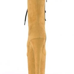 Shoes Pleaser USA Flamingo-1020FS Faux Suede 8inch Pleaser Boots - Mustard