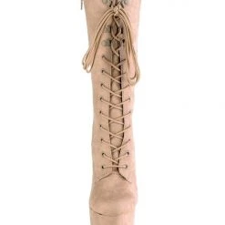 Pleaser USA Flamingo-1050FS Faux Suede 8inch Pleaser Boots - Beige