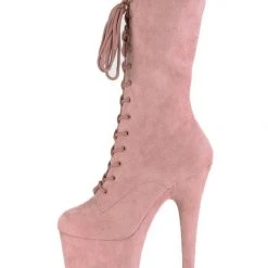 Pleaser USA Flamingo-1050FS Faux Suede 8inch Pleaser Boots - Dusty Blush Shoes