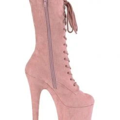Pleaser USA Flamingo-1050FS Faux Suede 8inch Pleaser Boots - Dusty Blush Shoes