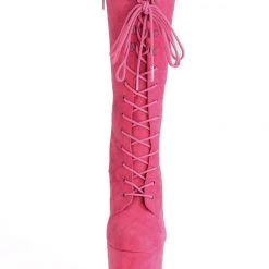 Pleaser USA Flamingo-1050FS Faux Suede 8inch Pleaser Boots - Hot Pink
