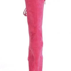 Pleaser USA Flamingo-1050FS Faux Suede 8inch Pleaser Boots - Hot Pink