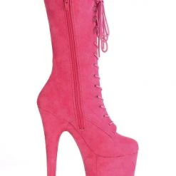 Pleaser USA Flamingo-1050FS Faux Suede 8inch Pleaser Boots - Hot Pink