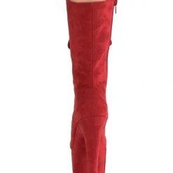 Pleaser USA Flamingo-1050FS Faux Suede 8inch Pleaser Boots - Red