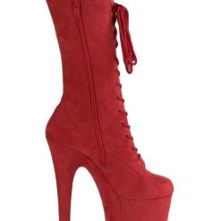 Pleaser USA Flamingo-1050FS Faux Suede 8inch Pleaser Boots - Red