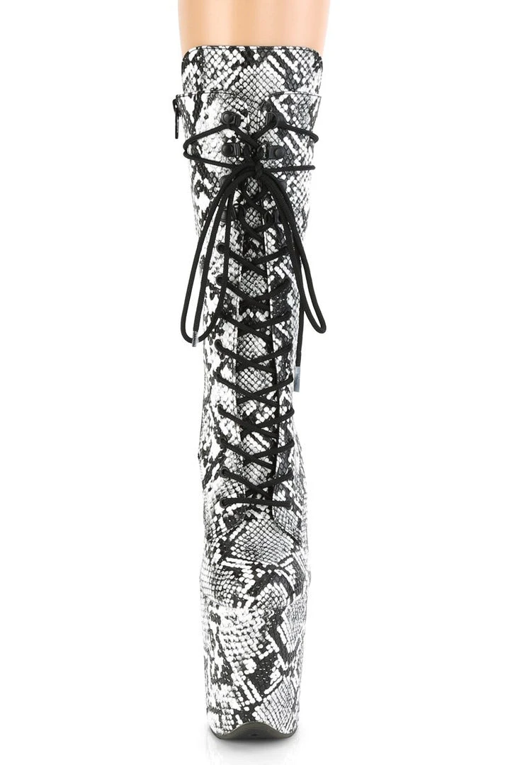 Pleaser USA Flamingo-1050SP 8inch Pleaser Boots - White Snake Shoes 3 Pleaser USA Flamingo-1050SP 8inch Pleaser Boots - White Snake Shoes
