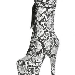 Pleaser USA Flamingo-1050SP 8inch Pleaser Boots - White Snake Shoes 9 Pleaser USA Flamingo-1050SP 8inch Pleaser Boots - White Snake Shoes