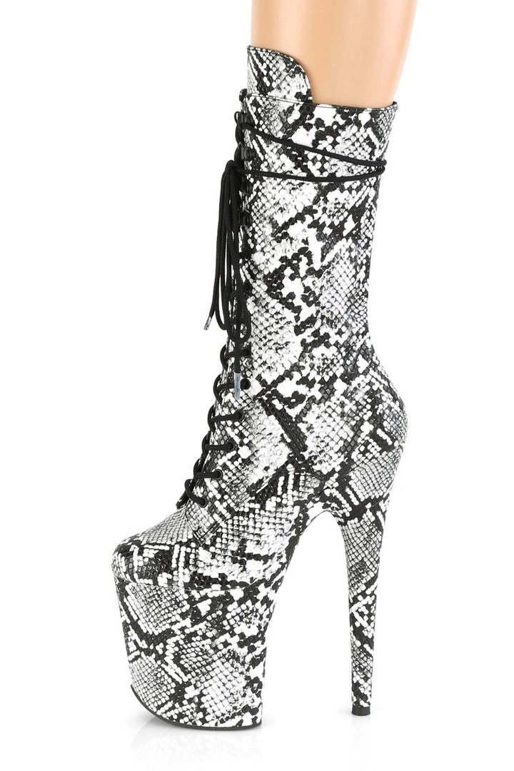 Pleaser USA Flamingo-1050SP 8inch Pleaser Boots - White Snake Shoes 5 Pleaser USA Flamingo-1050SP 8inch Pleaser Boots - White Snake Shoes