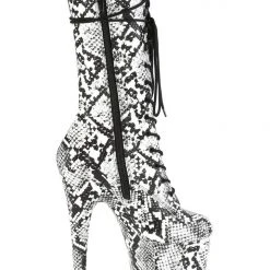 Pleaser USA Flamingo-1050SP 8inch Pleaser Boots - White Snake Shoes 8 Pleaser USA Flamingo-1050SP 8inch Pleaser Boots - White Snake Shoes