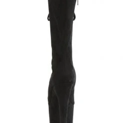 Pleaser USA Flamingo-1051FS Faux Suede 8inch Peep Toe Pleaser Boots - Black Shoes