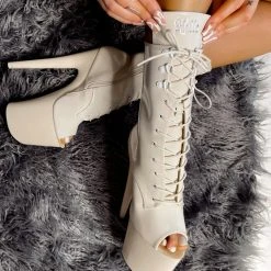 Shoes Hella Heels LipKit Open Toe 8inch Boots - No Angel 9 Shoes Hella Heels LipKit Open Toe 8inch Boots - No Angel