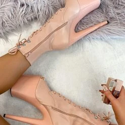 Hella Heels LipKit Open Toe 8inch Boots - Dream On Shoes